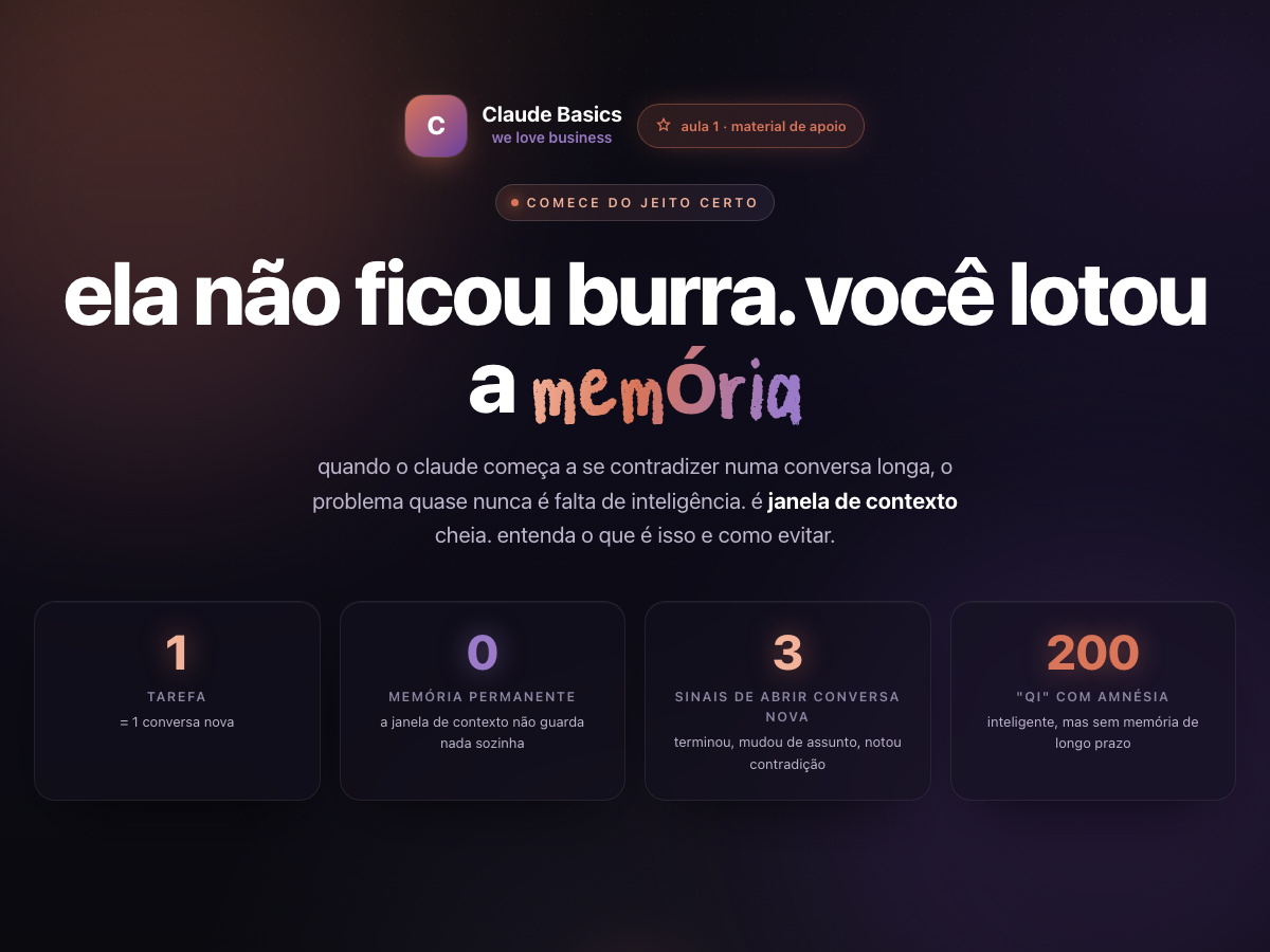 Preview: ela não ficou burra. você lotou a memória